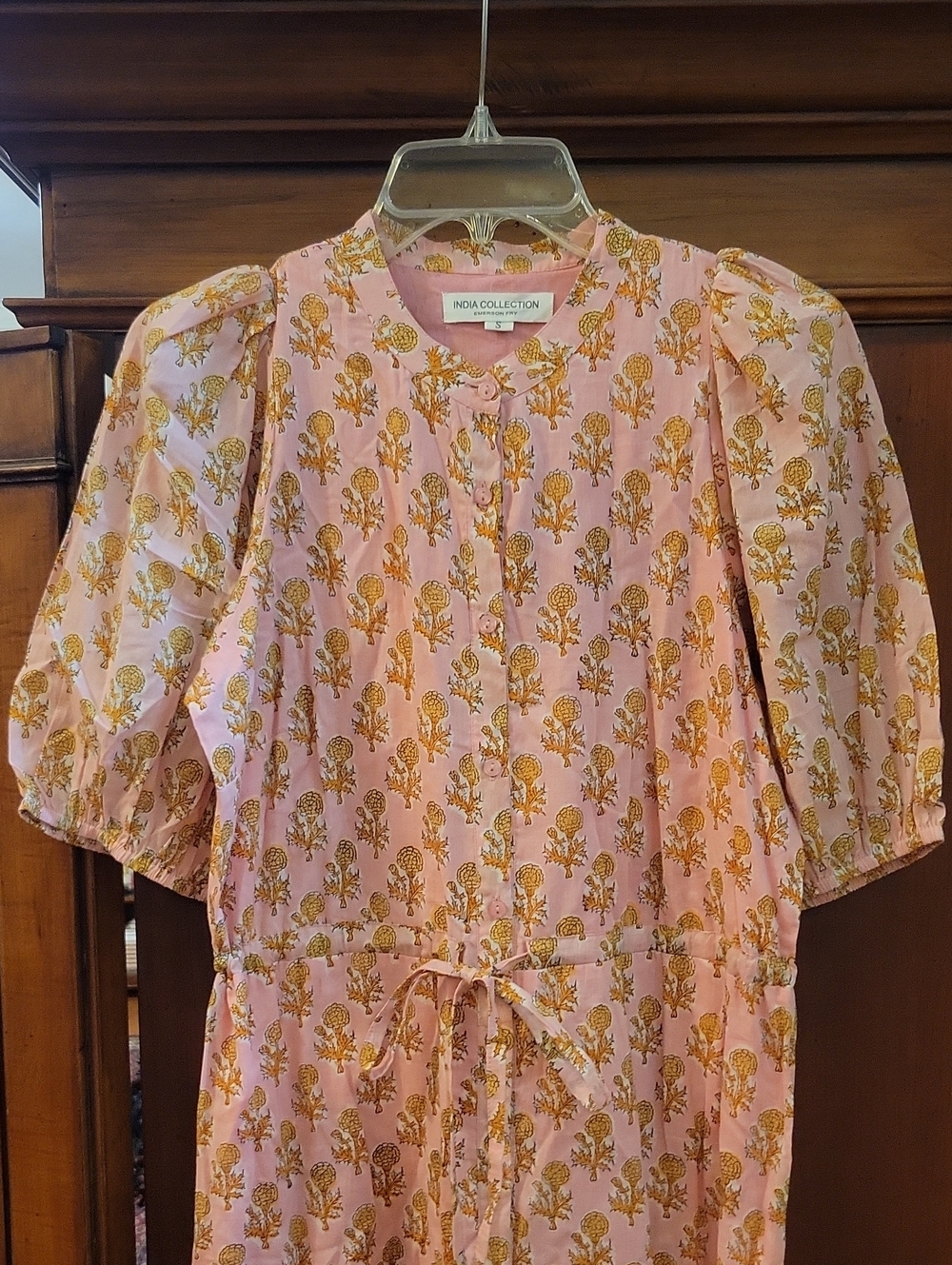INDIA COLLECTION BY EMERSON FRY Pink Little Marigolds Lucy Dress - Size Small - Picture 7 of 15